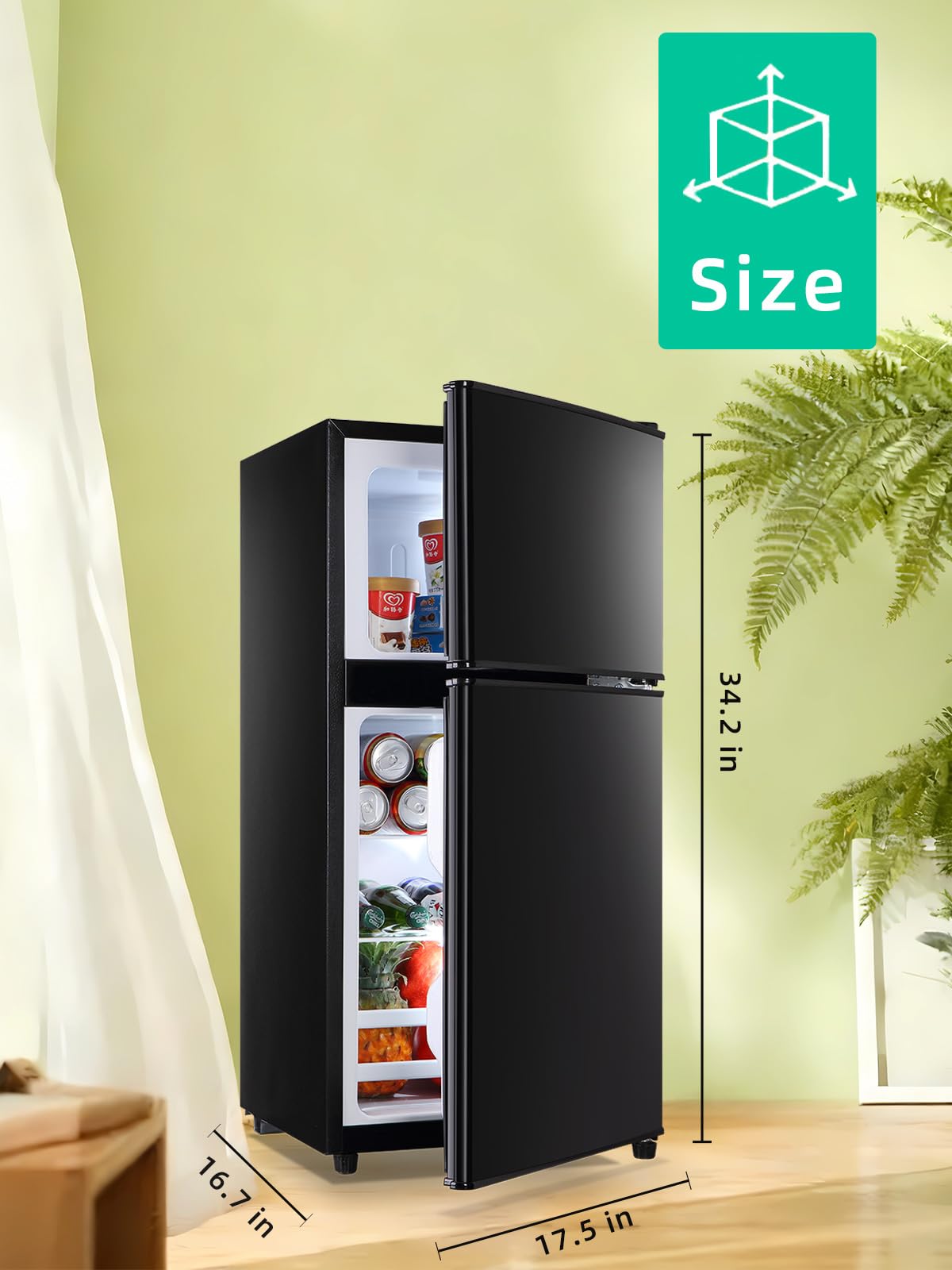 KRIB BLING Refrigerators with Freezer on Top, Fridge 7- Level Adjustable Thermostat, Refrigerator for Apartment, Office, Camping, Black on Fridge.com