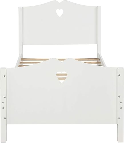 Miniatura 4 de P PURLOVE Base de cama de plataforma individual con cabecero de soporte de listones de madera (blanco)