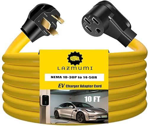 Miniatura 7 de NEMA 14-30P a 14-50R Cable adaptador de cargador EV compatible con EV, 125V250V 4 clavijas de secadora enchufe macho a 50 amperios 4 clavijas EV