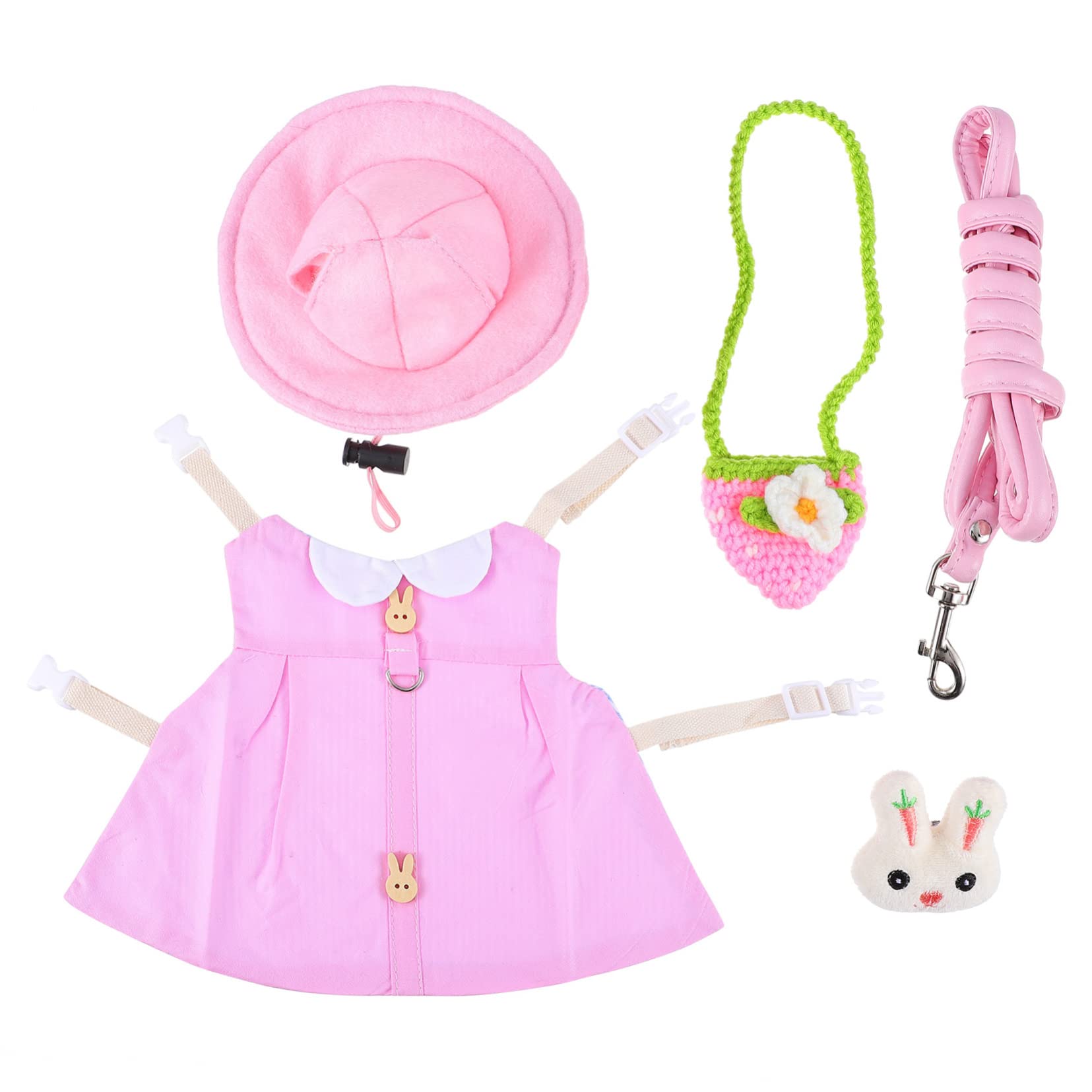 FRCOLOR 3 piezas ropa para conejos mascotas vacaciones ropa exterior correa para animales pequeños ropa para animales pequeños mochila correa ropa para conejos Halloween rosa traje de punto para