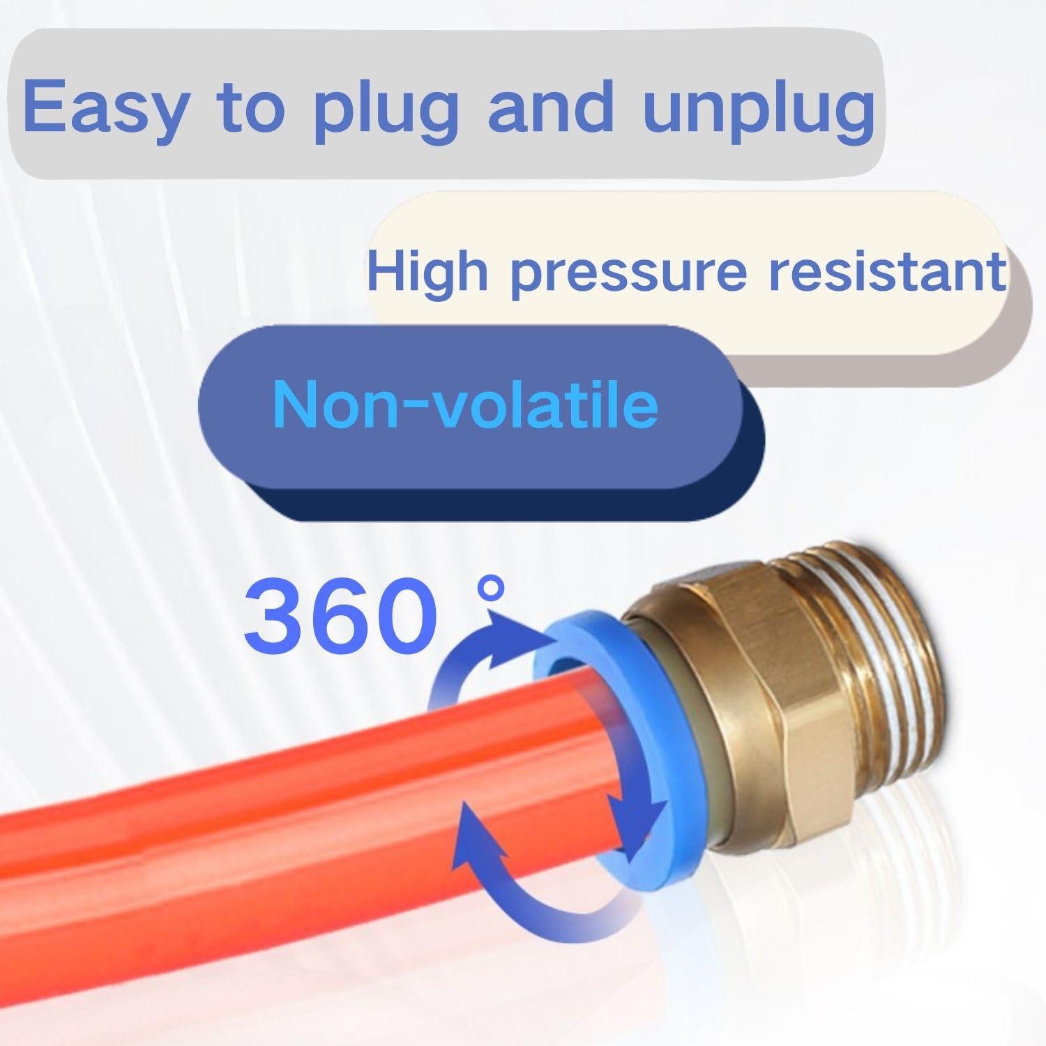 Set of 4 16 mm 3/4' PT Male Thread Straight Push to Connect Fittings Plug-In Hose Pneumatic Quick Connector - Image 4