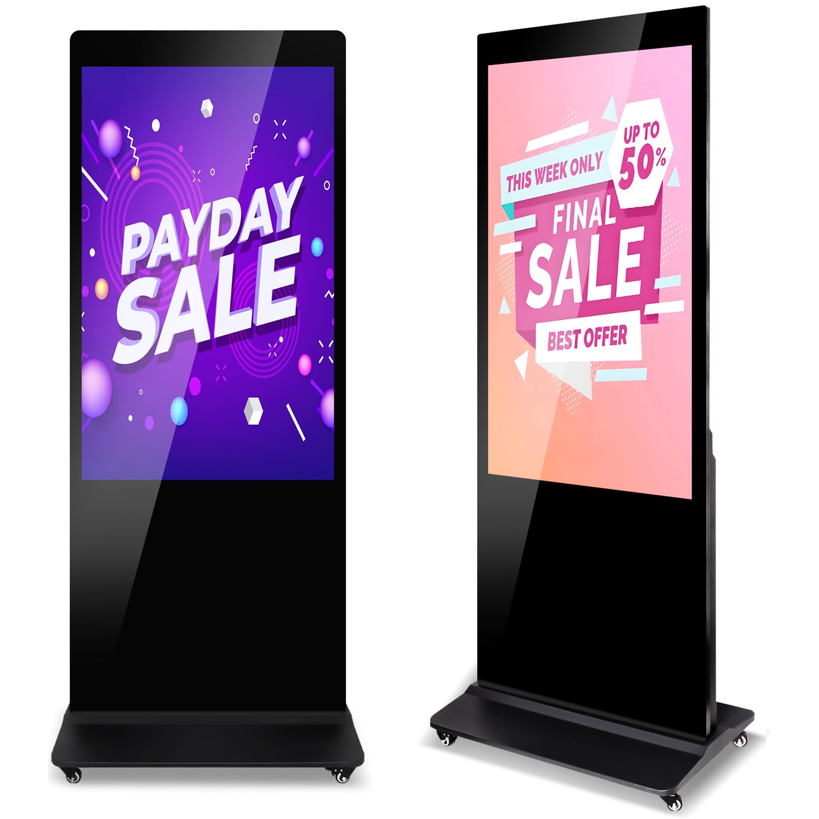 ZLPOWER 43" Digital Signage Display Kiosk 1080P Non Touchscreen Kiosks Interactive Floor Standing Full HD IPS LCD Screen Commercial Totem with Android
