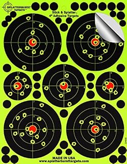 Splatterburst Targets - 4 inch Adhesive Stick & Splatter Shooting Targets - Gun - Rifle - Pistol - Airsoft - BB Gun - Pellet Gun - Air Rifle - Made in USA