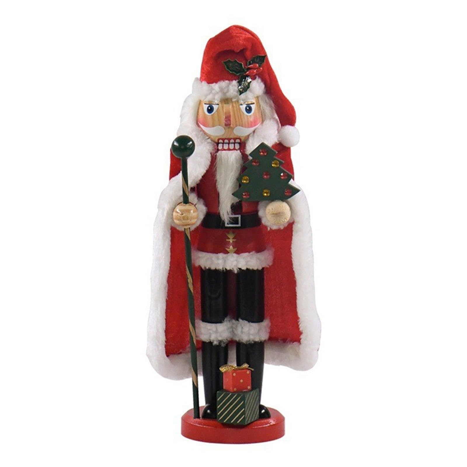 Limtula Red Coat Santa Nutcrackers Statue Sturdy Wood Party Accessory for Seasonal Display Nutcrackers