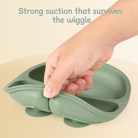 Eascrozn Toddler Plates 3 Pack, Divided Suction Plates for Baby