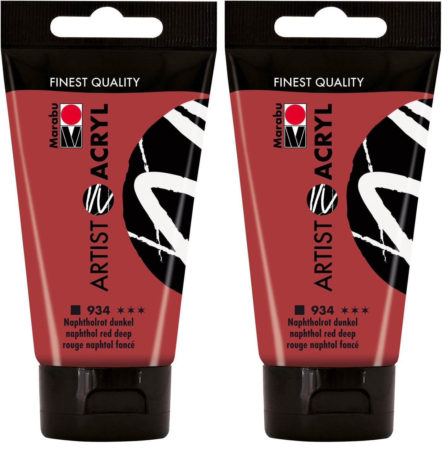 Marabu 12200002934 - Artist Acryl naphtholrot dunkel 75 ml, feine Acrylfarbe in Künstlerqualität, auf Wasserbasis, pastose Konsistenz, hoch pigmentiert, sehr gute Brillanz und Deckkraft