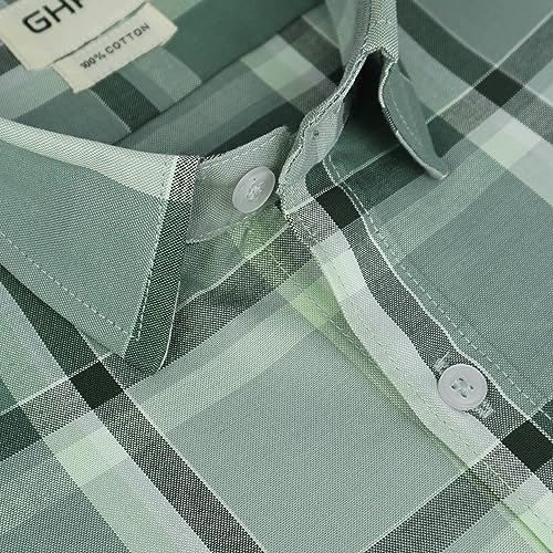 Image of GHPC 100% Cotton Checkered Half Sleeves Regular Fit Formal Shirt for Men