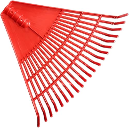 Heavy Duty Leaf Rakes for Lawns 21 Dents Plastic Shrub Rake Garden Tool Easy to Use and Carry Red