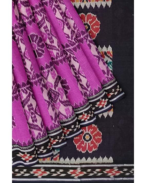 Image of Ikat Women's Cotton Saree, Handmade Pure Cotton Khandua Saree, Ikkat Orissa Traditional Handloom Saree without Blouse