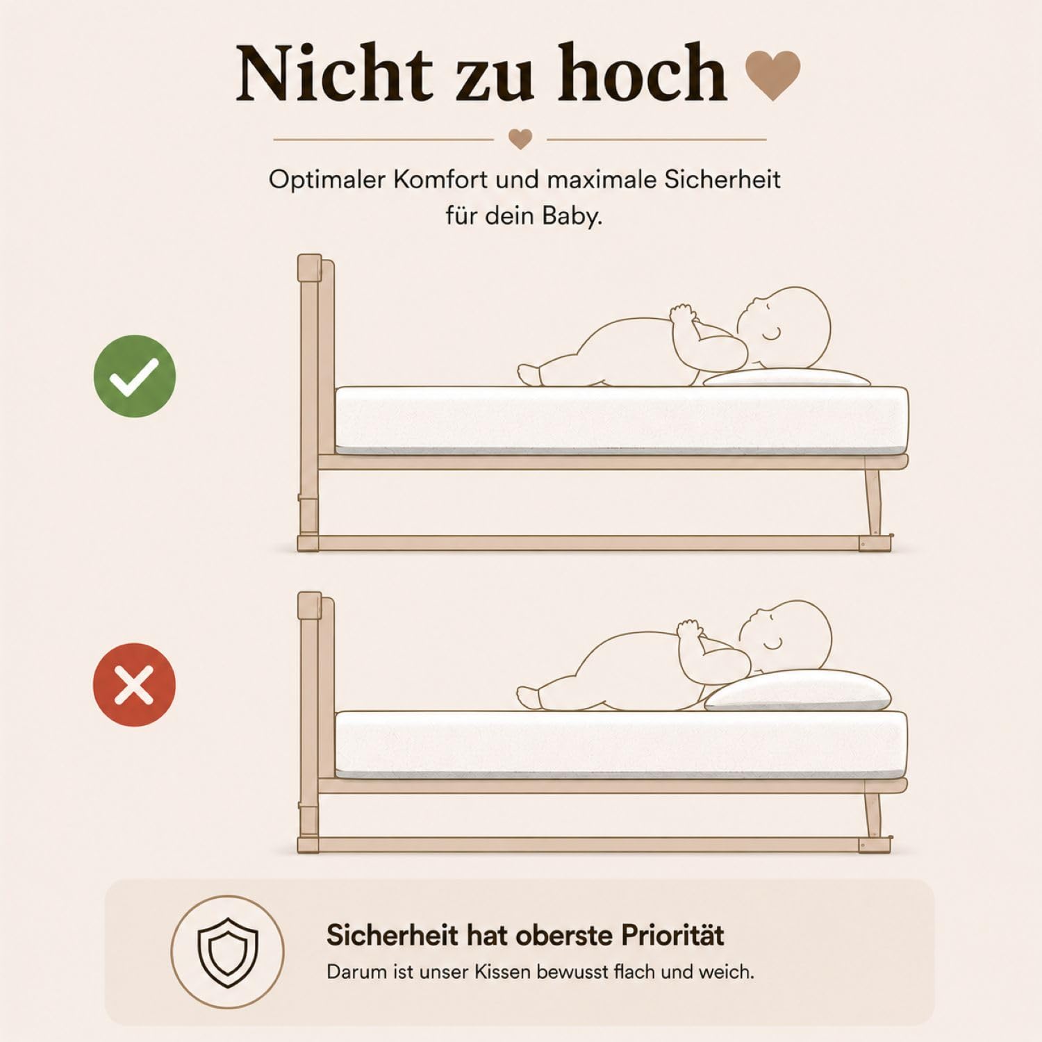 Betten Hofmann Baby Daunenkissen Kissen 35x40 cm medium 100% Daunen flauschig weich 60g, 100% Natur, waschbar, kuschelig, flauschig weich, Naturprodukt