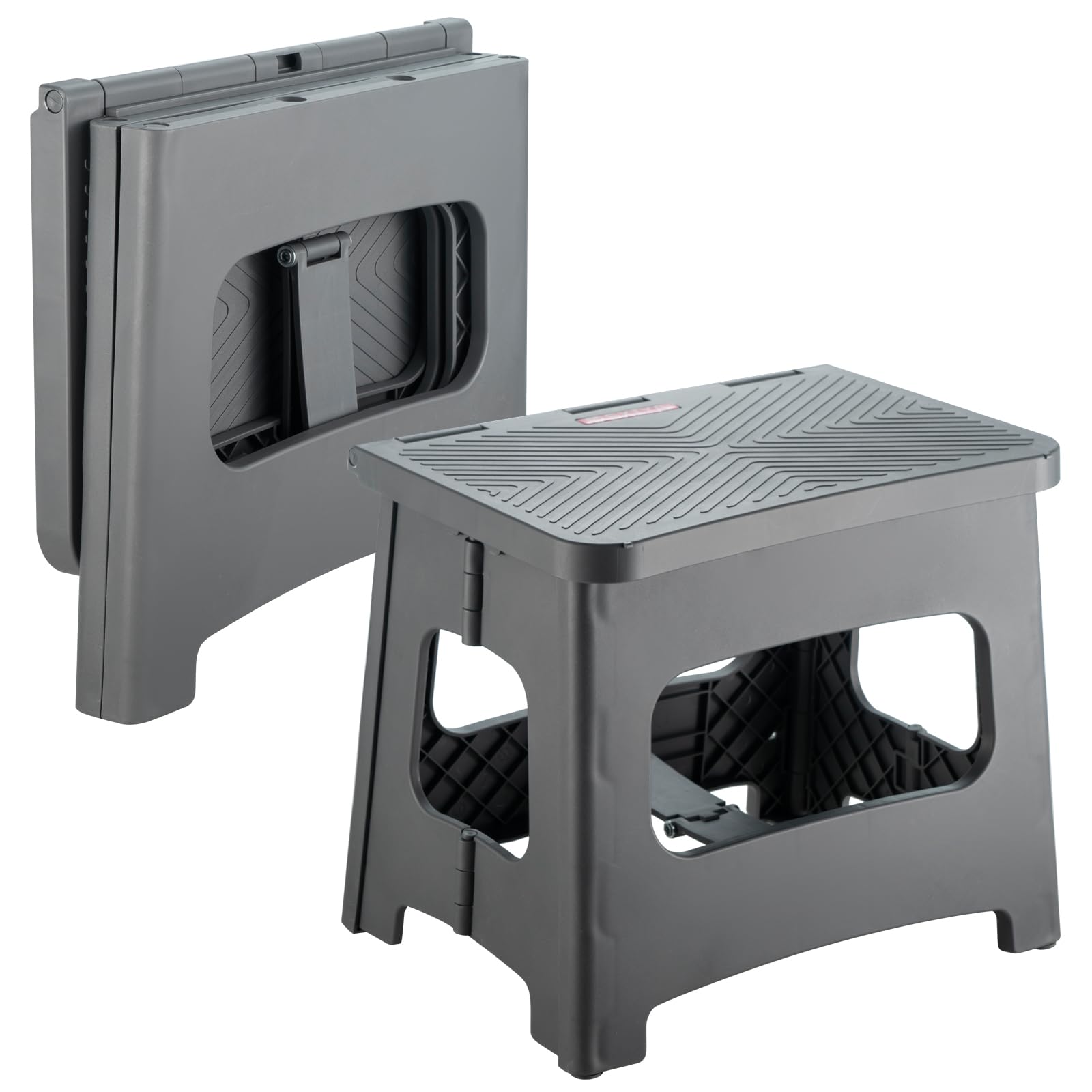 SXIYA Folding Step Stool Foot Stool with 9 Inch Height Holds Up to 300 lbs Non-Slip Foldable Step Stool for Kitchen, Bathroom & Living Room (Gray)