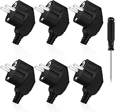 Male Electrical Plug 250 V 16 A Male Waterproof Outdoor Plug + 1 Screwdriver Suitable for Household Appliances to Lighting Sockets 6 Pieces (Black)