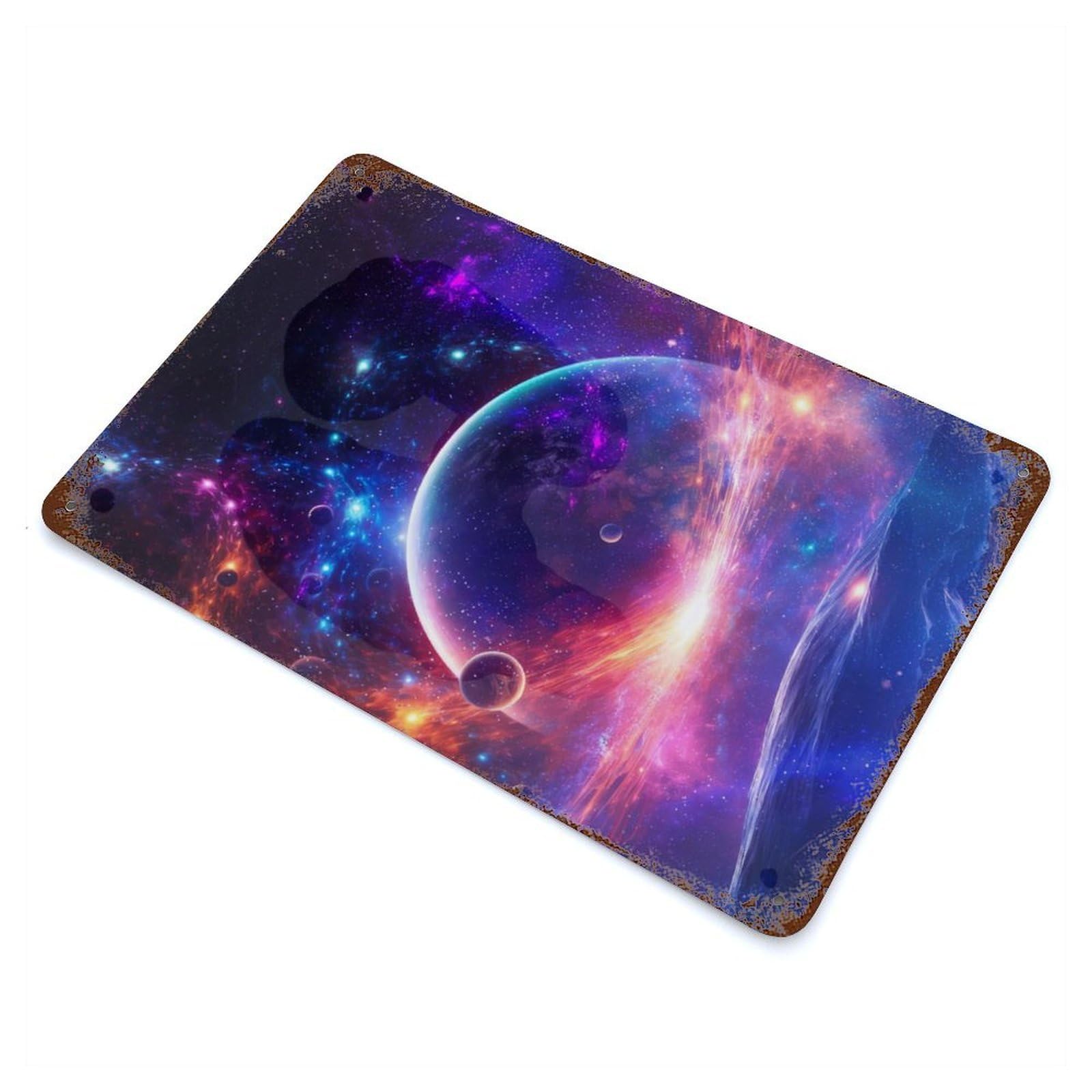 Galactic Dreams Vintage Rust Metal Sign 11.8"x7.9", Farmhouse Wall Decor for Garage, Pub Or Kitchen