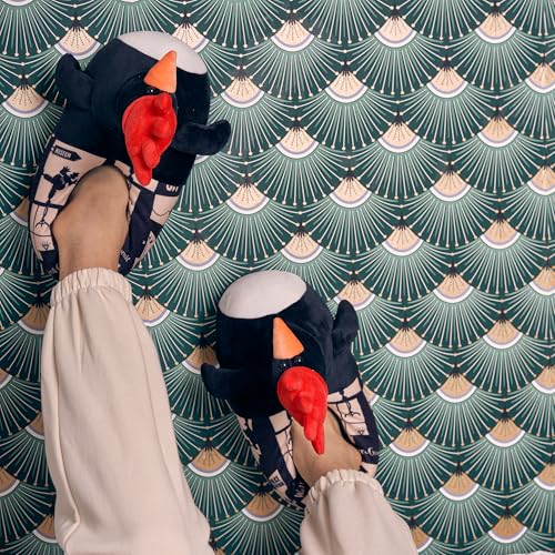 Coddies Feathers McGraw Wallace & Gromit Plush Slippers - Penguin Slippers - Unisex Adults & Kids - Black - Faux Fur - Slip Resistant - Cushioned - Winter - Women's - Slipper4