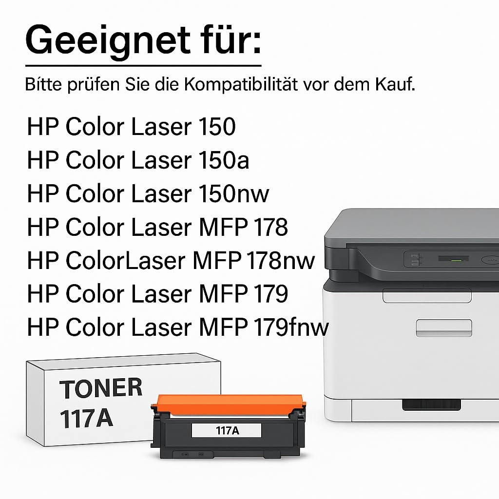117A Schwarz Toner Kompatibel Für HP Color Laser – 2 Stück, Bis 1000 Seiten, Für 178nwg, 179fwg Uvm.