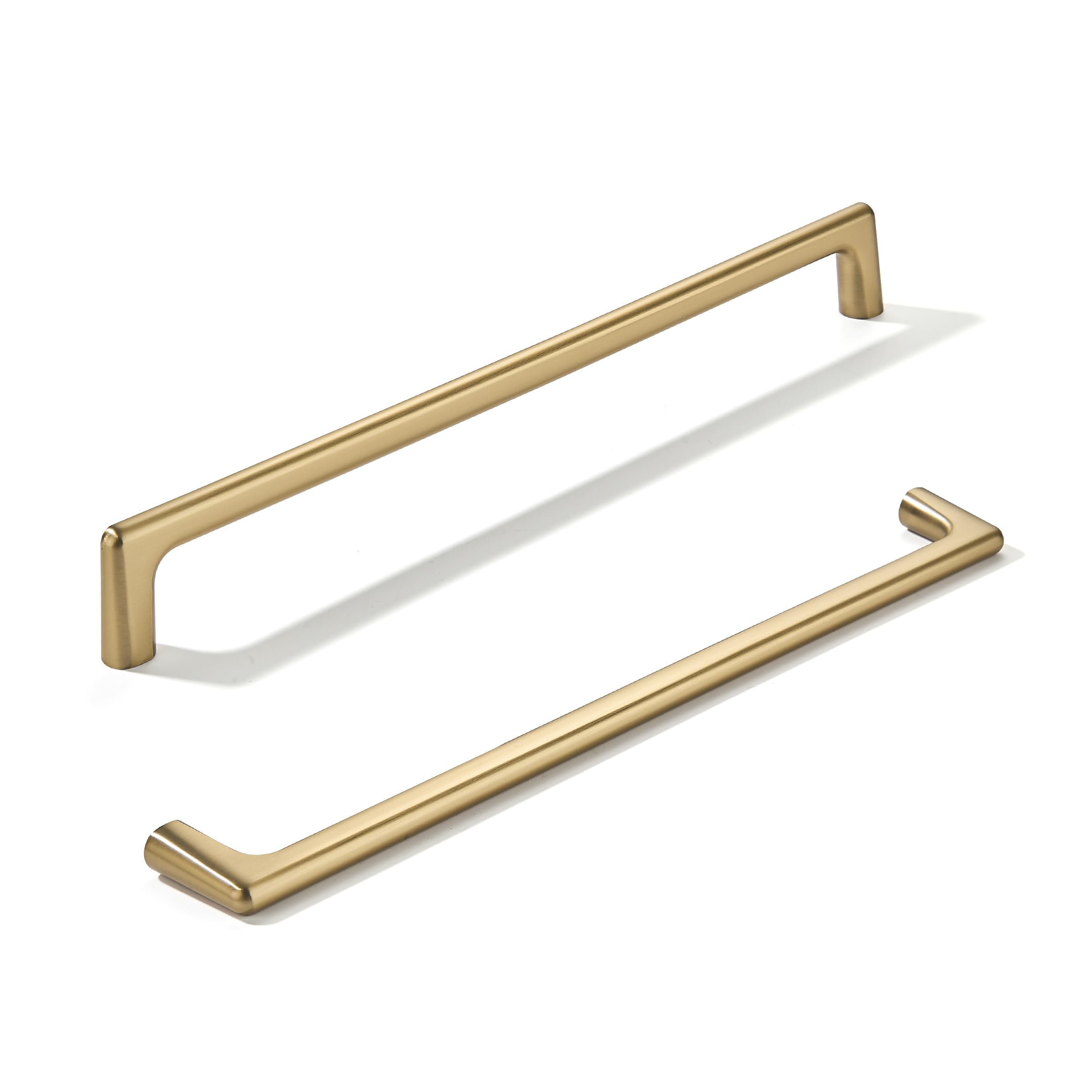 khtumeware 10 Pack Brushed Brass Cabinet Pulls 8-3/4 Inch(224mm) Hole Centers Satin Gold Cabinet Pulls Kitchen Cabinet Hardware for Cupboard Drawer Handles Dresser Pulls — image 1