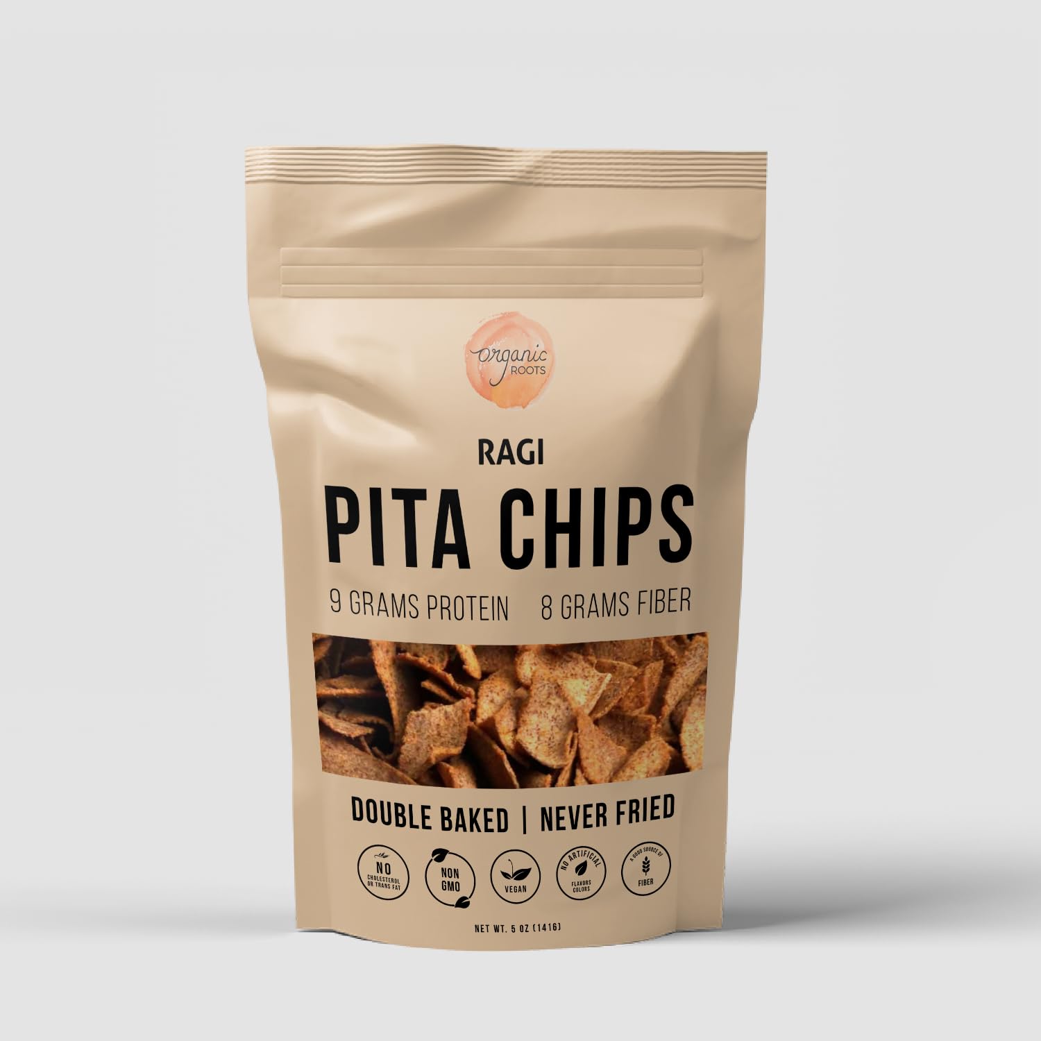Indic Roots (Formerly Organic Roots) Pita Chips Ragi - Nutrient-Packed Goodness | 100 gms | Healthy & Crunchy Snack | Ready to Eat