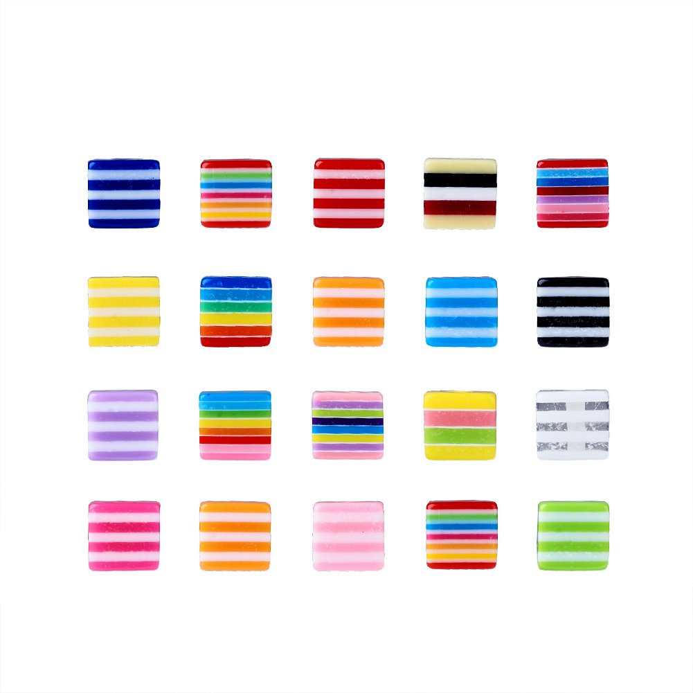 Lot De 60 Perles Acryliques Arc-en-ciel Rayées 8mm - Pour Bijoux DIY, Bracelets