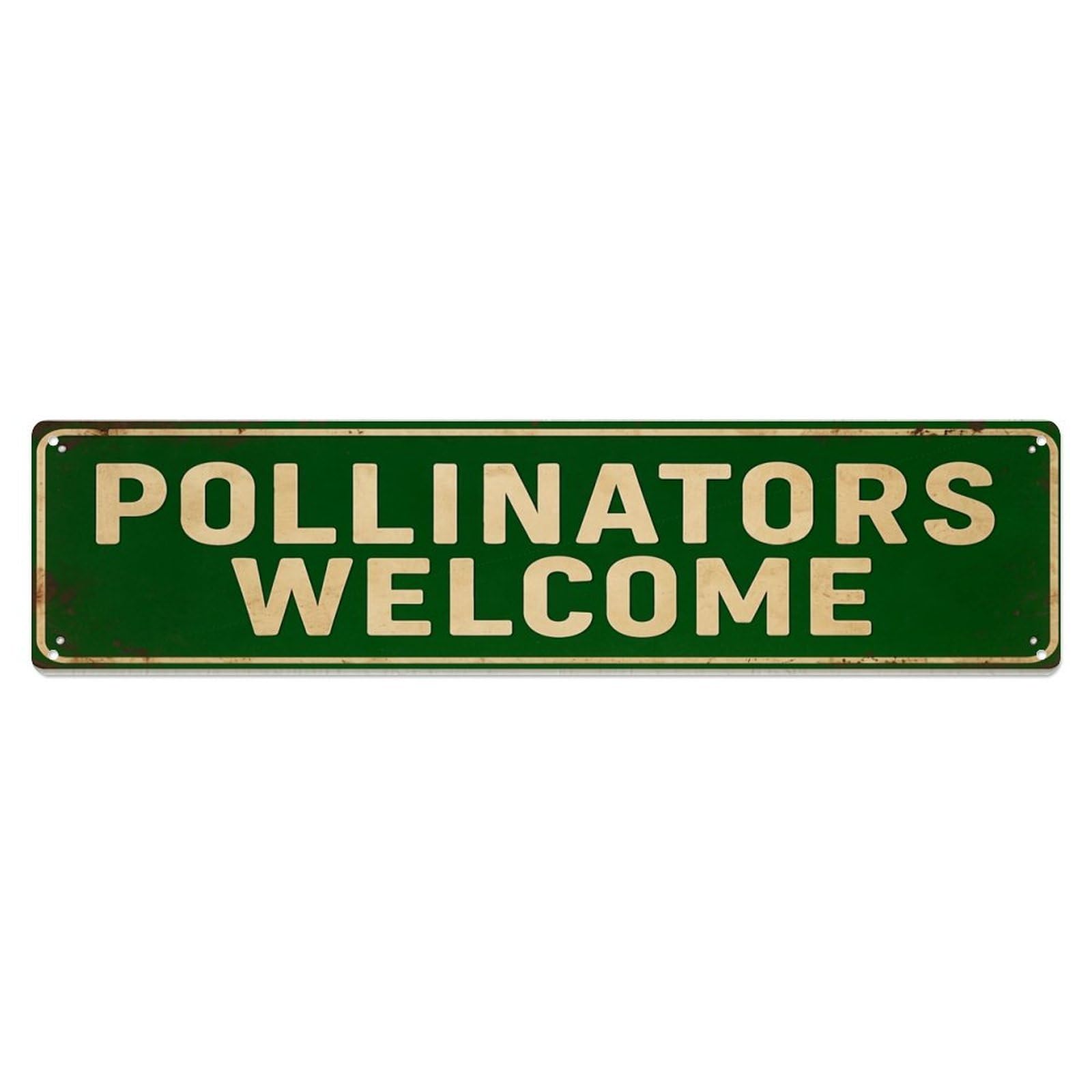 Pollinators Welcome Sign Pattern Tin Sign Metal Poster Vintage Metal Signs for Home Man Cave Bar Cafe Kitchen laundry room Wall Decorations 4x16 inches