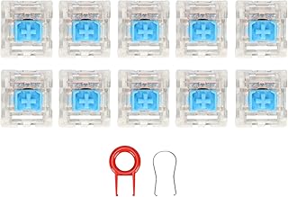 10Pcs Blue Switches 3Pin, DIY Replaceable Switches with Key Puller for Mechanical Gaming Keyboard, Support RGB Lamp Bead Installation (Dustproof Model)