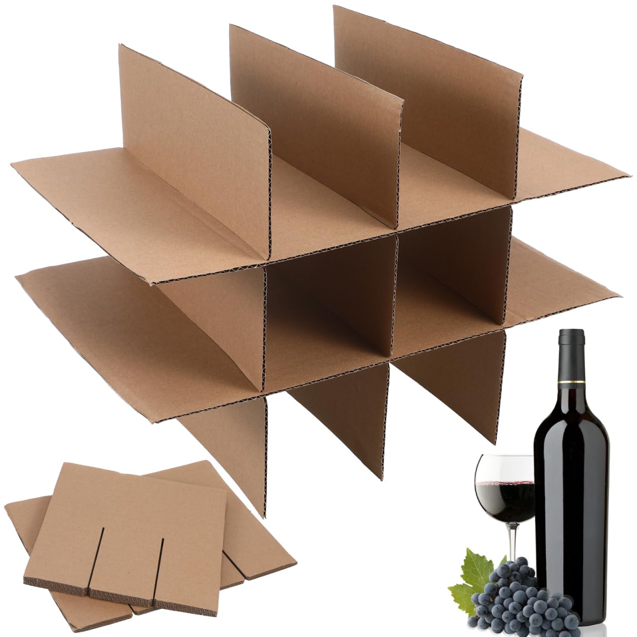 OUNONA 4er-Set Wellpappe-Trennwände – 16 Fächer Pro Karton, Stoßfest Für Umzüge & Glasversand
