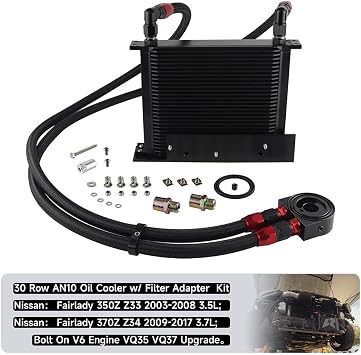 30 Row Bolt On Oil Cooler Kit for Nissan 03-08 350z Fairlady 09-17 370Z BK