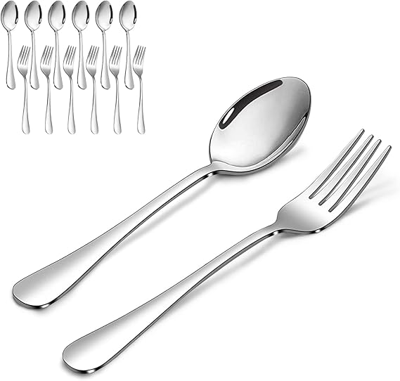 ANYLAT Spoon and Fork Set of 12, Stainless Steel Salad