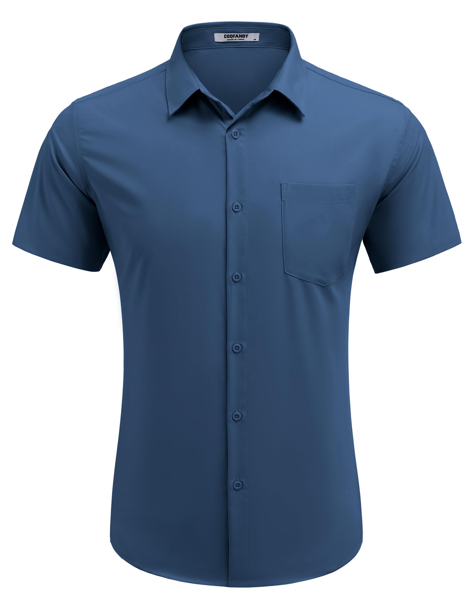 COOFANDY Men's Short Sleeve Casual Button Down Shirt Business Untucked Dress Shirts with Pocket