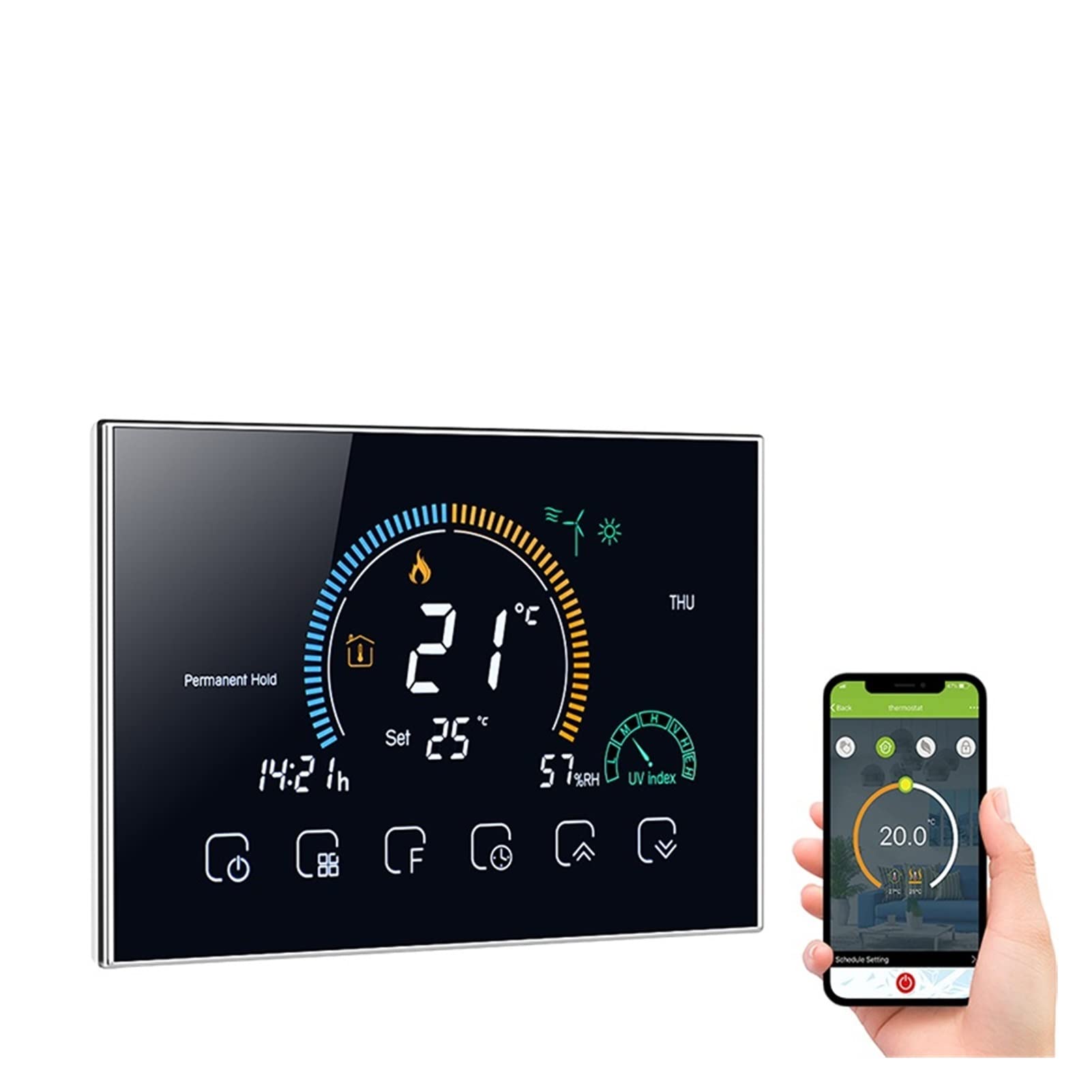 Cyfrowy higrometr termometr wewnętrzny Nowy Smart Home WIFI programowalny termostat służy do regulatora temperatury grzewczej kotła gazowego Z wyświetlaczem LCD(Pink,NO WIFI)