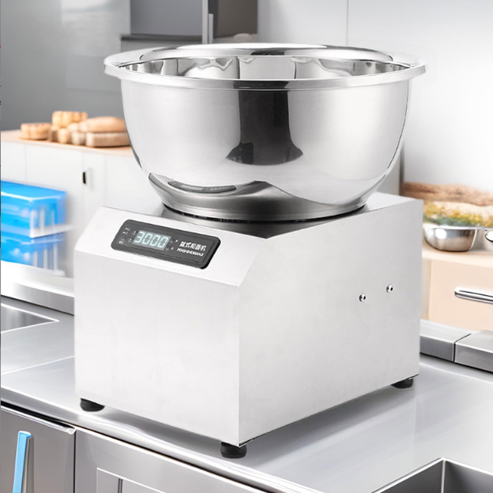 Kommerzieller Teigmischer, Teigmischmaschine mit Edelstahlschüssel | Pizzateig-Mehlmixer, Digitalanzeige, 30-Minuten-Zeit, Vor- und Rückwärtsfunktion, for Bäckereien, Restaurants(8 kg)