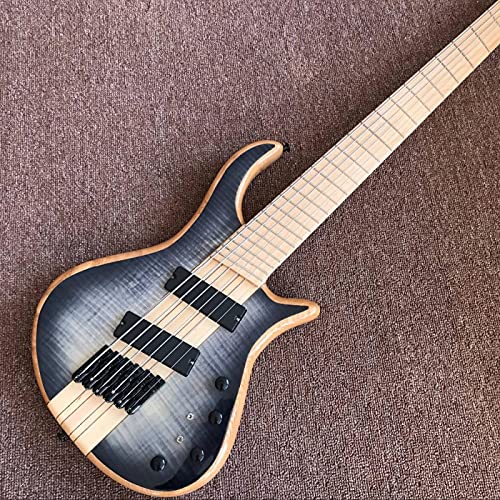 KEPOHK Guitare basse électrique à 4 cordes à la main, touche en érable couleur bleue Tiger Flame Top Bass Gitaar - Les Beatles, Paul McCartney, John Lennon, RIngo Starr, George Harrison KEPOHK Guitare basse électrique à 4 cordes à la main, touche en érable couleur bleue Tiger Flame Top Bass Gitaar