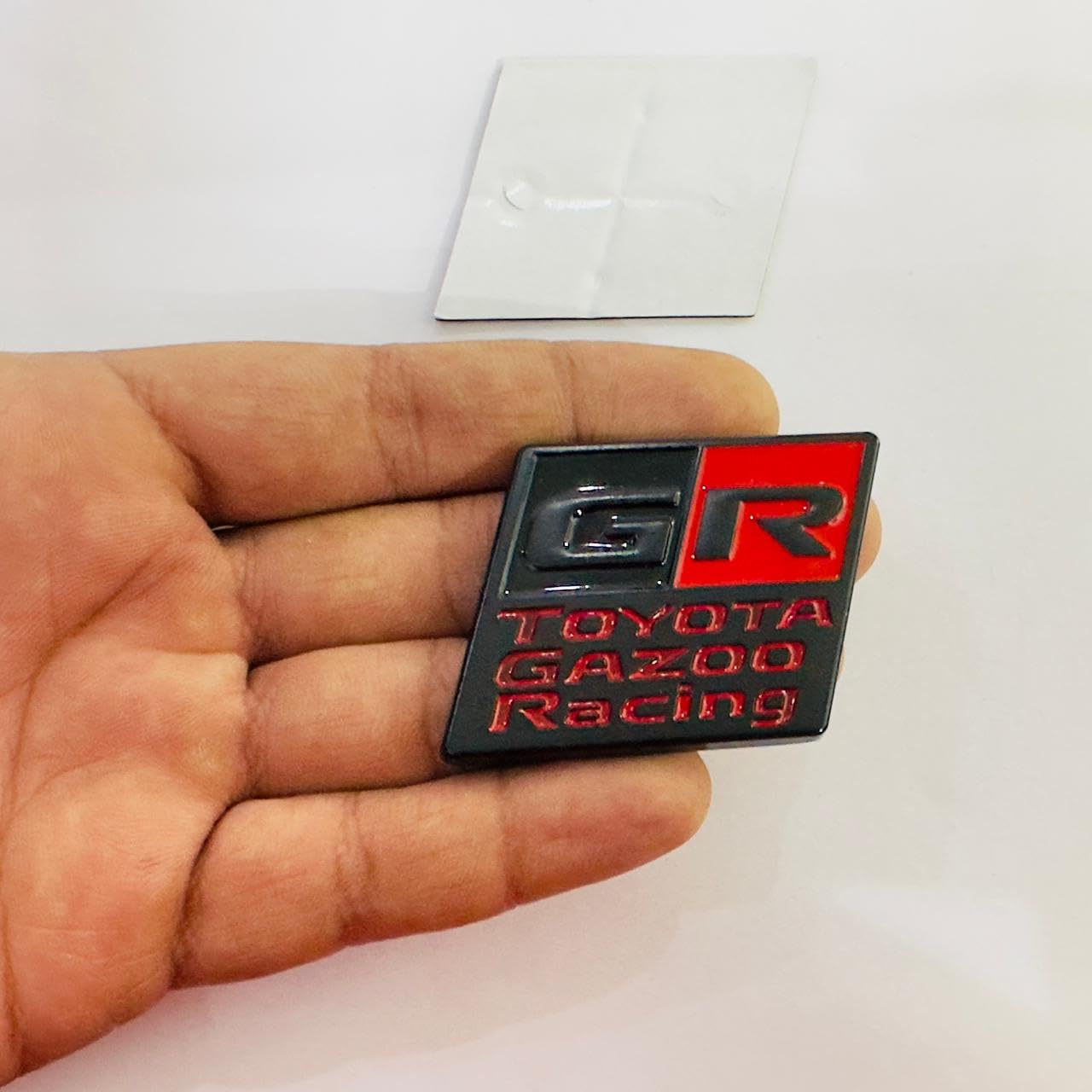 Black Red GR Square Sticker Toyota Ghazoo Racing Car/Bike Styling Logo Auto Racing Sport Sticker Decal Emblem 3D Badges (5.2cmx4.5cm)