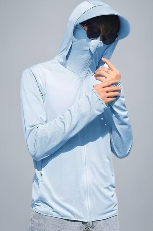 Men and Women’s UV Protection Jacket with Detachable Hood and Large Brim for Summer