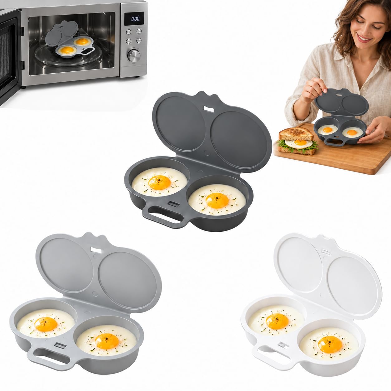3 PCS Microwave Egg Poacher 2, Poached Egg Maker Microwave