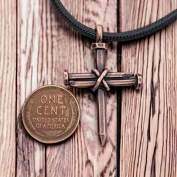FORGIVEN JEWELRY Antique Nail Cross Necklace In Copper2