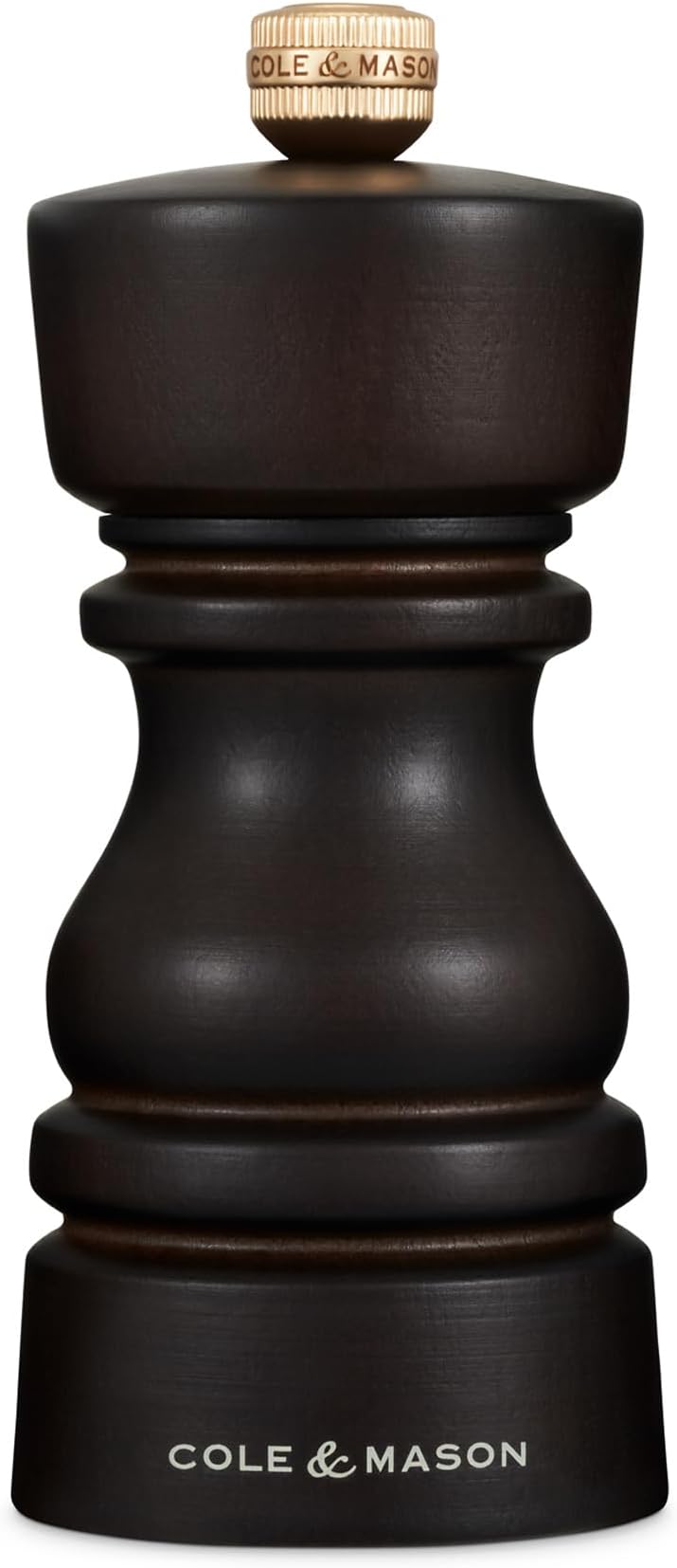 H233016 London Chocolate Wood Pepper Mill, Precision+ Carbon Mechanism, Pepper Grinder with Adjustable Grind, Beech Wood, 130mm, Seasoning Mill, Lifetime Mechanism Guarantee