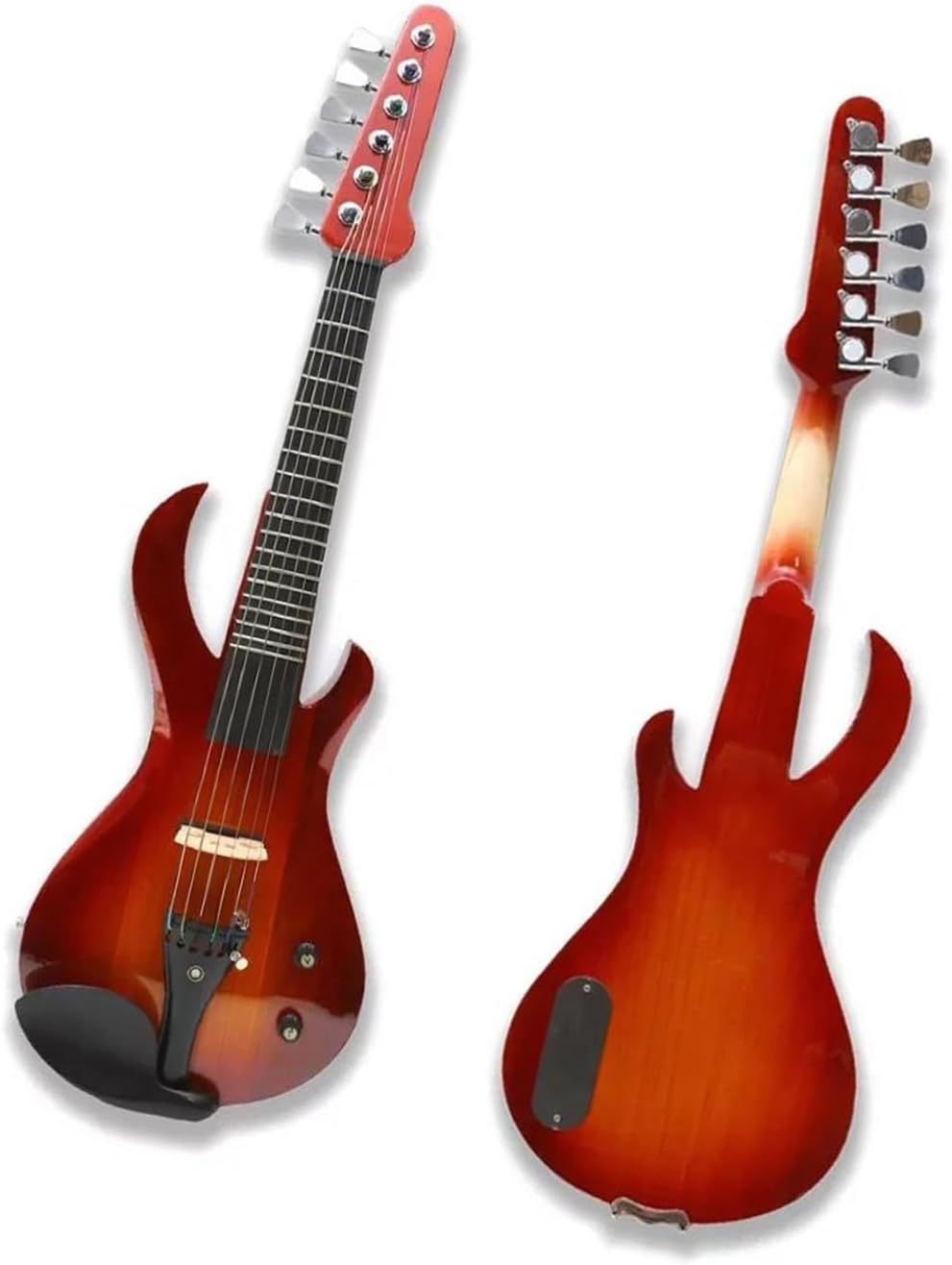 Adult Violin 6 String Electric Violin Red For Beginners Full Size 4/4 With Case Bow