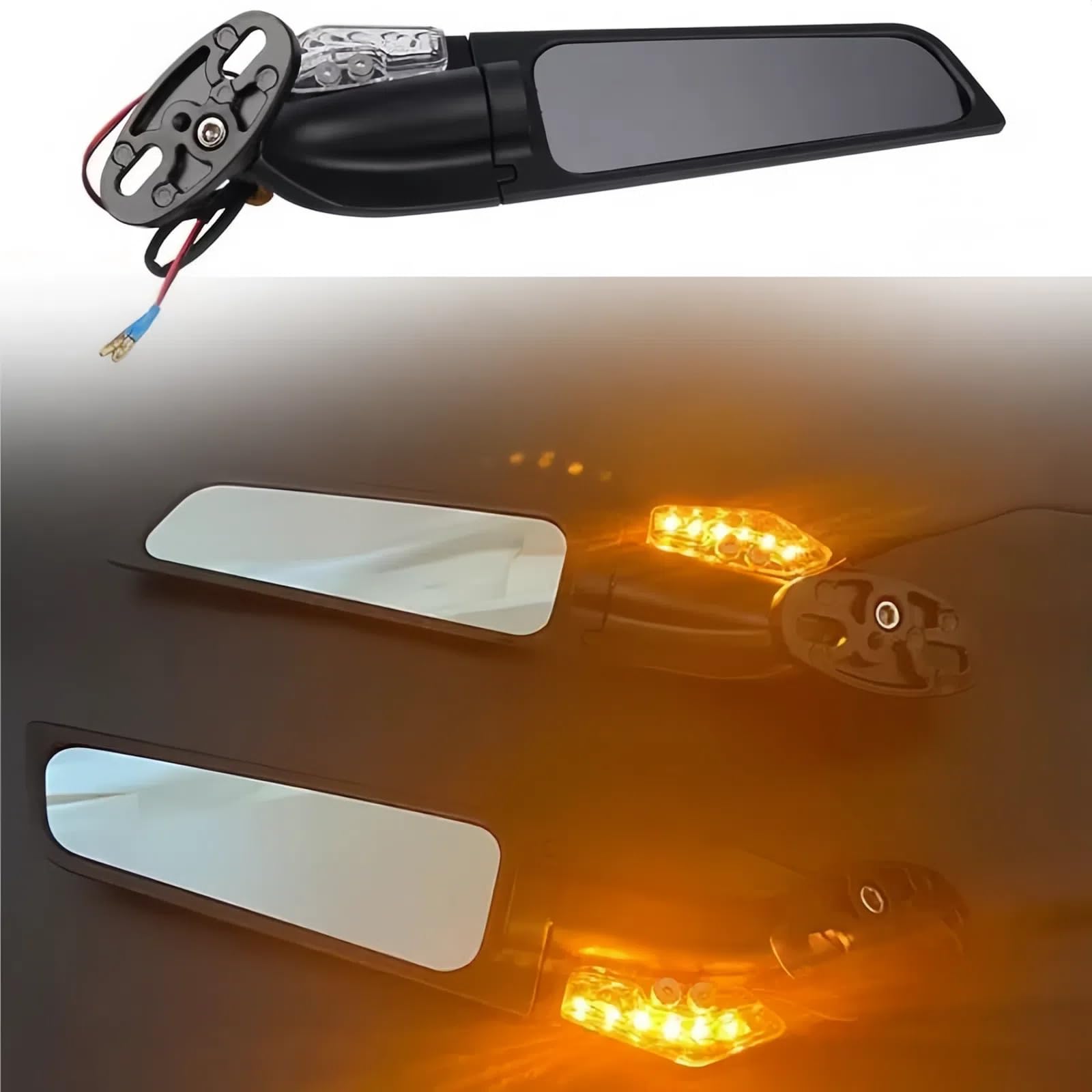 Specchietti retrovisori per moto, girevoli a 360° con indicatori di direzione a LED Specchietti invisibili per Honda CBR600RR, per Kawasaki Ninja 300, per Suzuki GSXR 600, per Yamaha, per Ducati