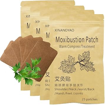 100 Patches Moxibustion Herbal Warming Patch Mugwort Self-Heating Pads, Comfort for Back, Neck, Shoulder, Knee & Joints, Traditional Chinese Inspired 12 * 8cm