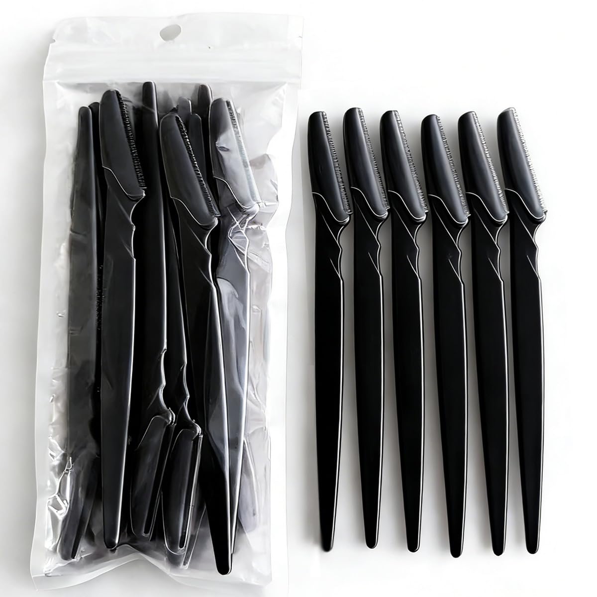 D15 unidades de maquinilla de afeitar para cejas, recortadora de cejas para mujer, para cara, cuerpo y cejas, para hombres y mujeres, vello facial, portátil (negro)