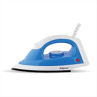 Jaipan Hot Plus Iron 1000 Watts Durable antibacterial nonstick sole plate 2 years warranty Auto cut off Bright blue & white aerodynamics Dual ISI certification for additional safety