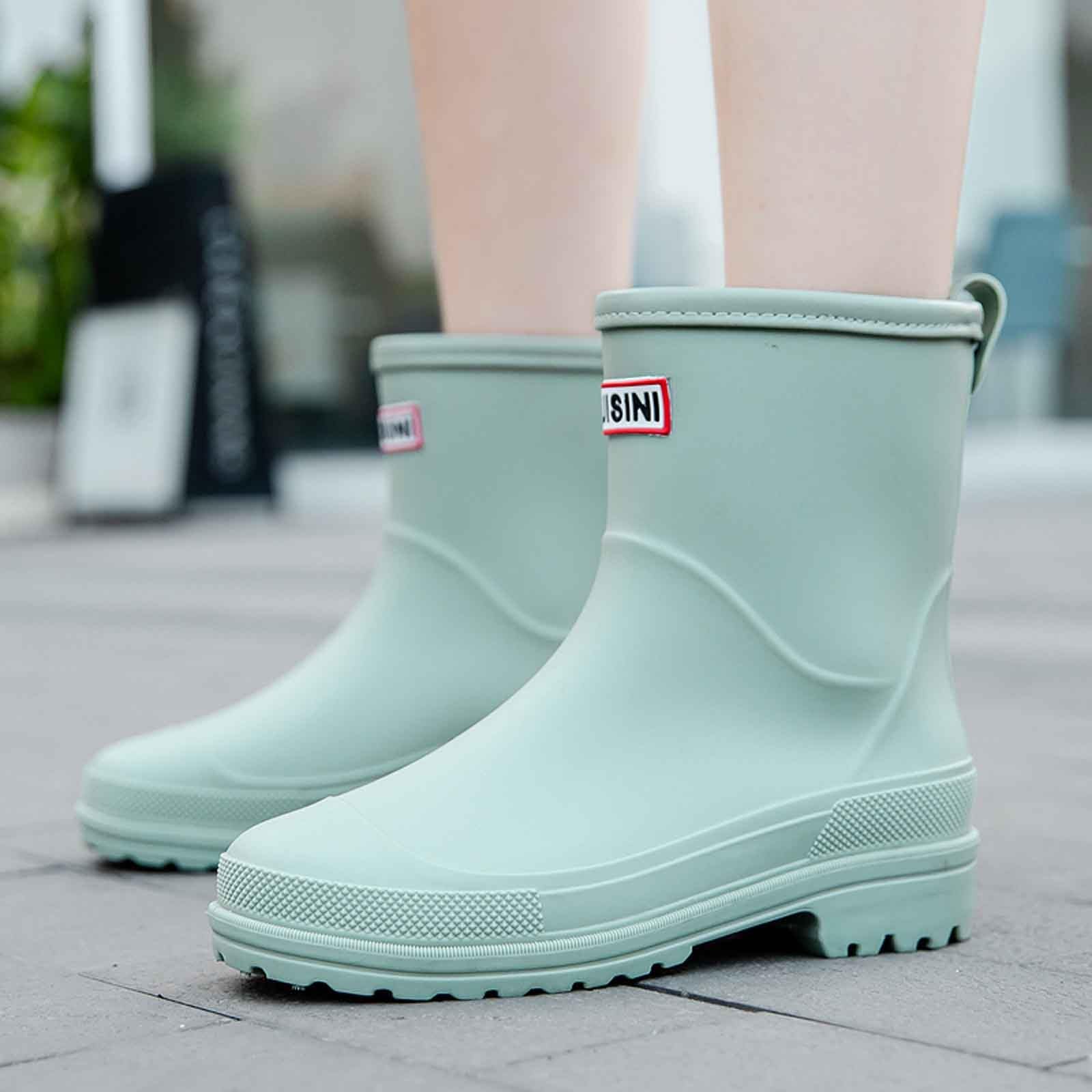 Generisch Elegantes zapatos de lluvia para mujer, perfectos para la temporada de lluvias, puntera cerrada, suela plana cómoda, moderna y versátil, ideal para combinar con impermeables.