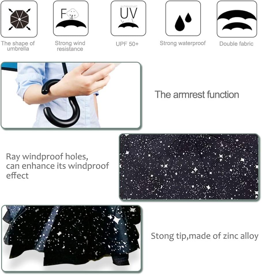 ZOMAKE Auto Open Inverted Umbrella Double Layer Reverse Umbrella, UV Protection Windproof Straight Umbrella Inside Out Umbrella for Car Rain Outdoor with C-Shaped Handle
