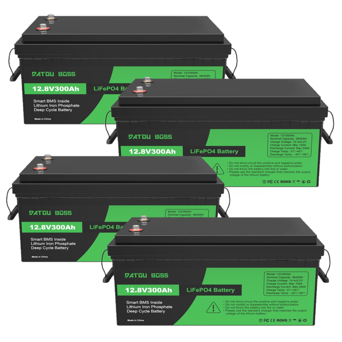 DATOUBOSS 12V 300Ah LiFePO4 Battery with BMS features