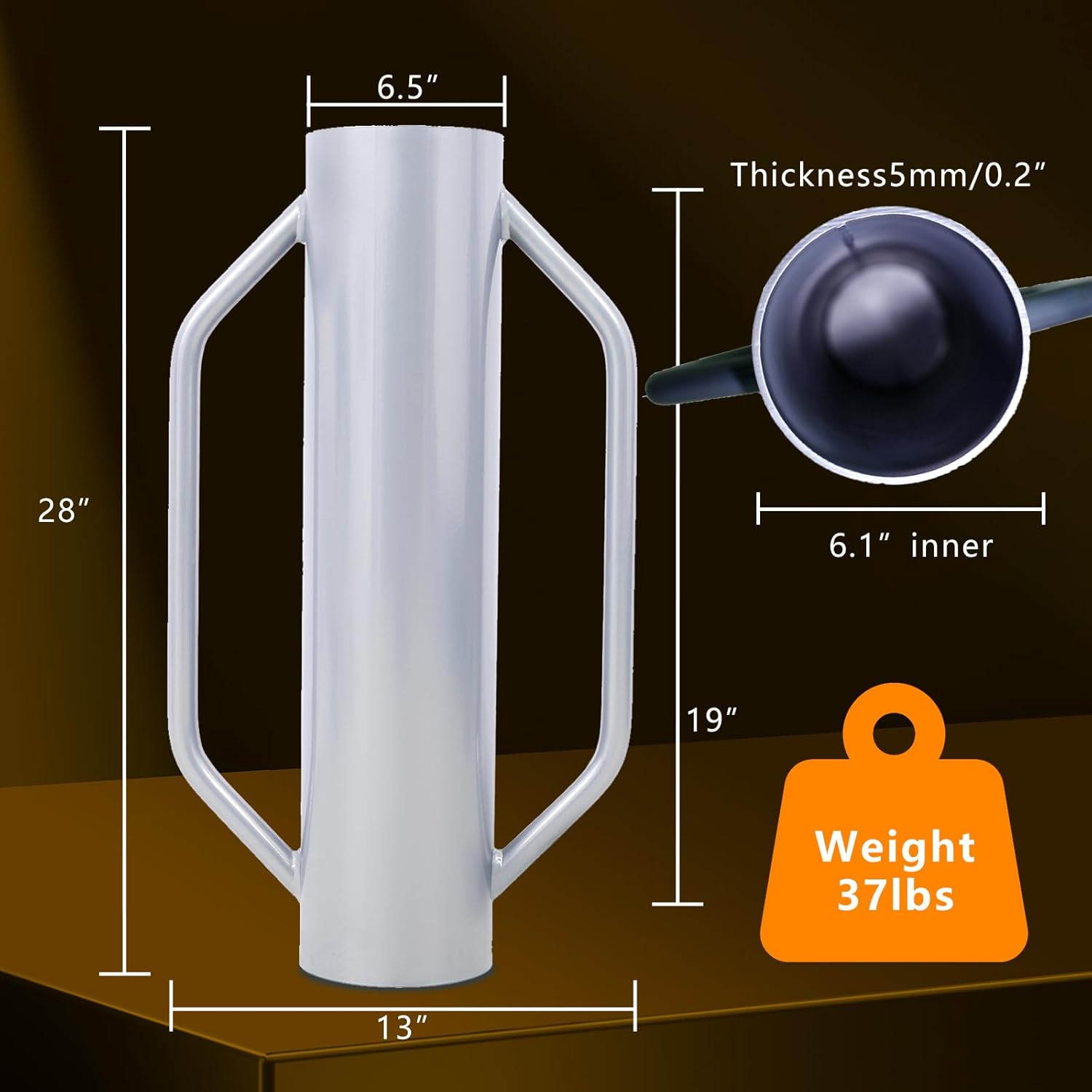 Iron Fence Post Driver - Heavy Duty 37LB Metal Fence Post Driver with Handle | Versatile and Multipurpose T Post Rammer for Easy Fence Post Installation Grey