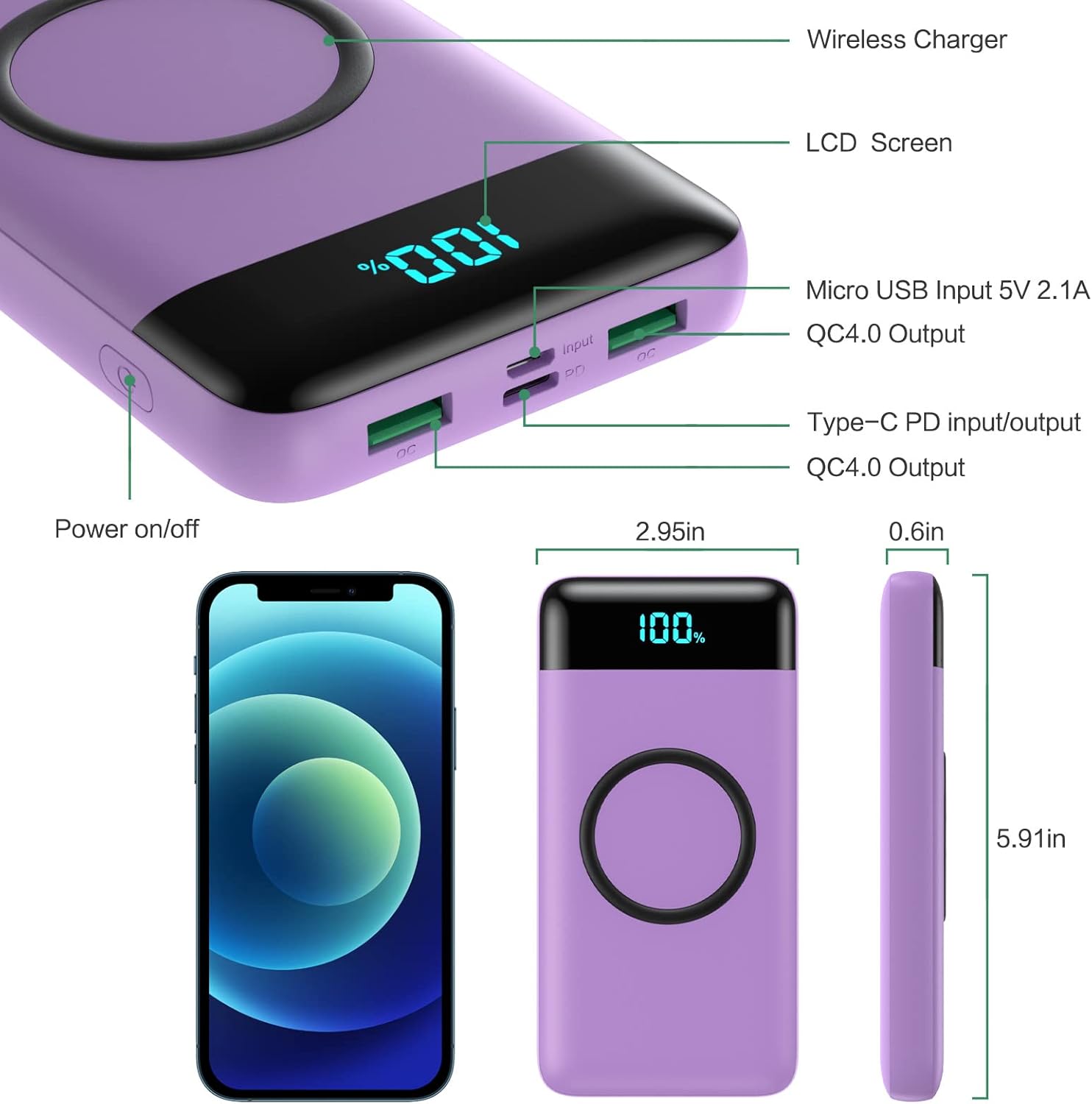 Diagram of FOCHEW Power Bank ports and buttons