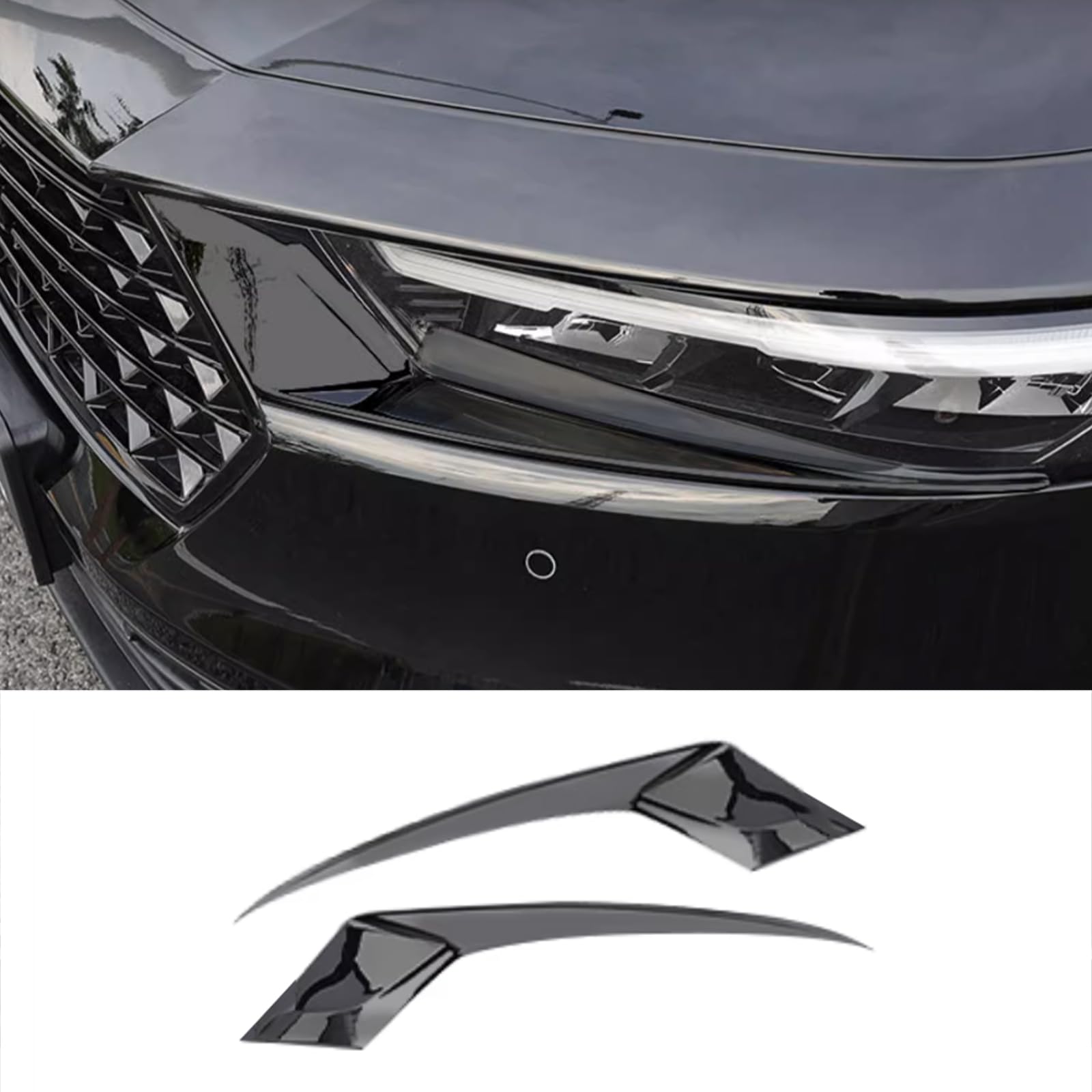 KELEIMAI Car Accessories Fit for Honda Accord 2023 2024 Front Headlight Eyelid Eyebrow Edge Cover Trim Protective Decoration Stickers (Glossy Black) ABS 2 PCS