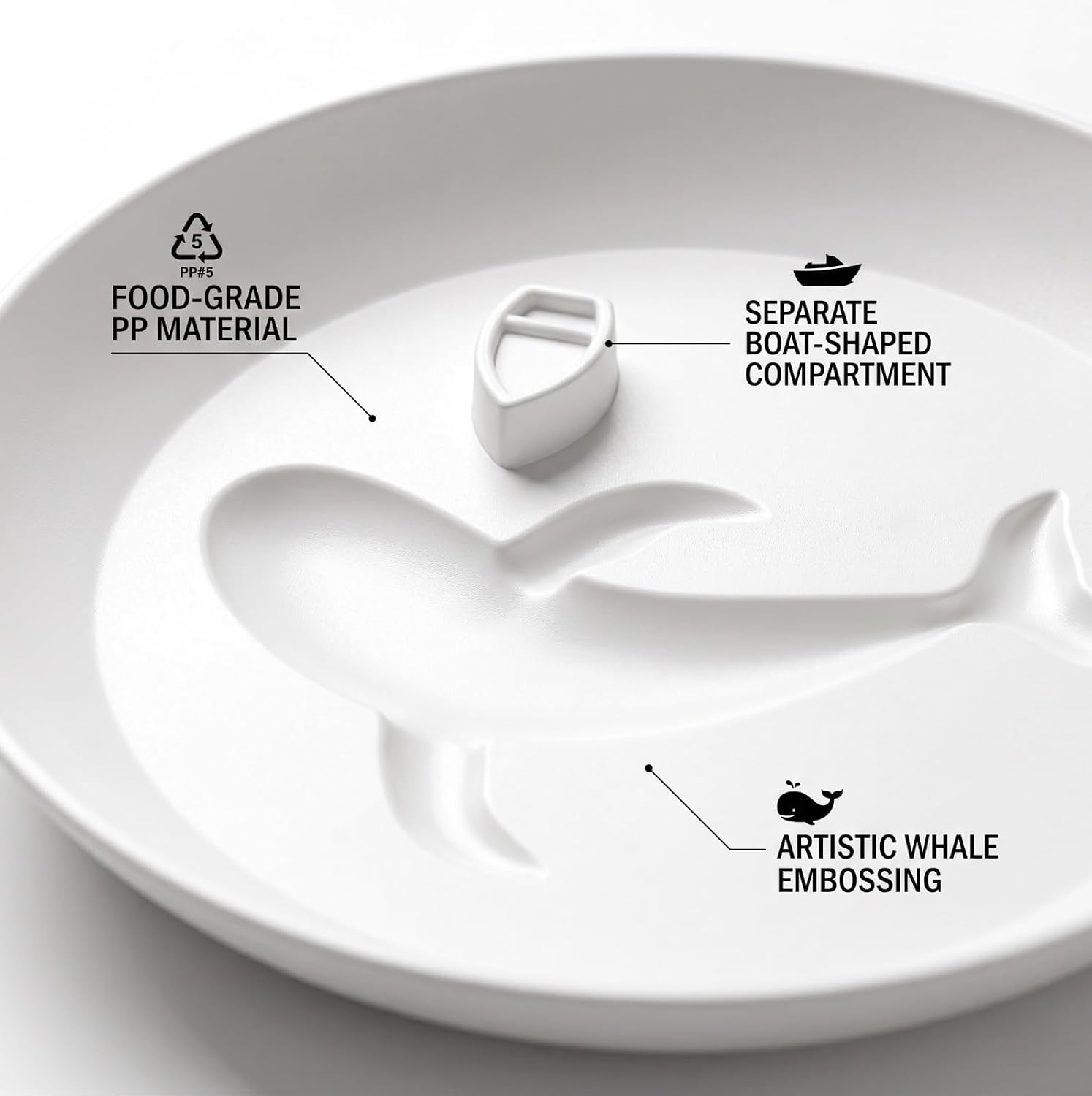 2-Pack 6" Whale Snack Plate Dumpling Dipping Dish