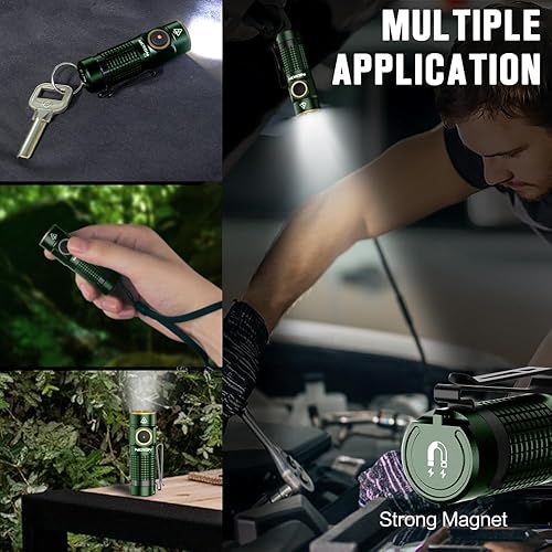 Miniatura 7 de NICRON Linterna EDC C1 Recargable, 1200 Lúmenes Altos Luz de Bolsillo con Carga Tipo C con Imán en la Cola - Linterna Pequeña y Potente con Clip