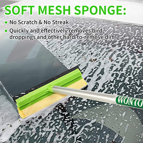 62\'\' Car Wash Brush with Long Handle Chenille Microfiber Car Wash Mop Mitt Wheel Tire Brush Car Cleaning Kit Windshield Window Squeegee Dry Towels for Cars RV Truck Boat